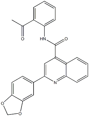 N-(2-acetylphenyl)-2-(1,3-benzodioxol-5-yl)quinoline-4-carboxamide Struktur