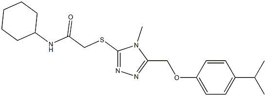 N-cyclohexyl-2-[[4-methyl-5-[(4-propan-2-ylphenoxy)methyl]-1,2,4-triazol-3-yl]sulfanyl]acetamide Struktur