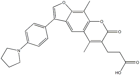 3-[5,9-dimethyl-7-oxo-3-(4-pyrrolidin-1-ylphenyl)furo[3,2-g]chromen-6-yl]propanoic acid Struktur