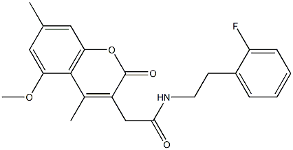 N-[2-(2-fluorophenyl)ethyl]-2-(5-methoxy-4,7-dimethyl-2-oxochromen-3-yl)acetamide Struktur