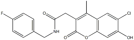 2-(6-chloro-7-hydroxy-4-methyl-2-oxochromen-3-yl)-N-[(4-fluorophenyl)methyl]acetamide Struktur