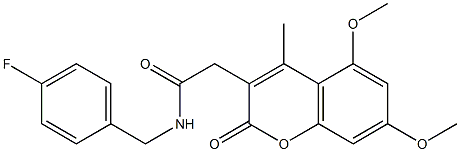 2-(5,7-dimethoxy-4-methyl-2-oxochromen-3-yl)-N-[(4-fluorophenyl)methyl]acetamide Struktur