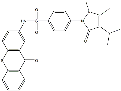 4-(2,3-dimethyl-5-oxo-4-propan-2-ylpyrazol-1-yl)-N-(9-oxothioxanthen-2-yl)benzenesulfonamide Struktur