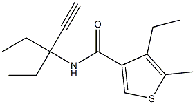 4-ethyl-N-(3-ethylpent-1-yn-3-yl)-5-methylthiophene-3-carboxamide Struktur