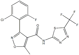 3-(2-chloro-6-fluorophenyl)-5-methyl-N-[5-(trifluoromethyl)-1,3,4-thiadiazol-2-yl]-1,2-oxazole-4-carboxamide Struktur