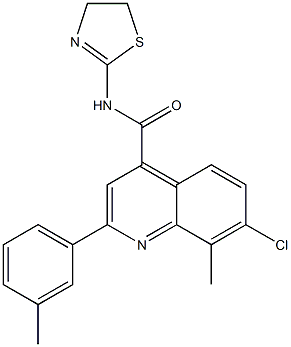 7-chloro-N-(4,5-dihydro-1,3-thiazol-2-yl)-8-methyl-2-(3-methylphenyl)quinoline-4-carboxamide Struktur