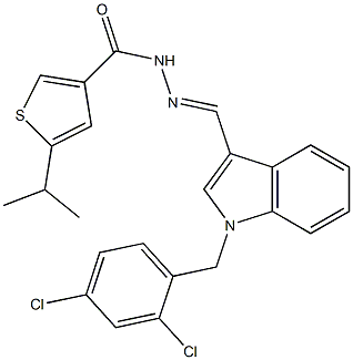 N-[(E)-[1-[(2,4-dichlorophenyl)methyl]indol-3-yl]methylideneamino]-5-propan-2-ylthiophene-3-carboxamide Struktur