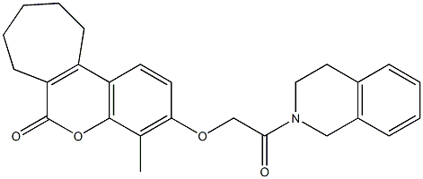 3-[2-(3,4-dihydro-1H-isoquinolin-2-yl)-2-oxoethoxy]-4-methyl-8,9,10,11-tetrahydro-7H-cyclohepta[c]chromen-6-one Struktur