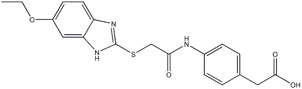 2-[4-[[2-[(6-ethoxy-1H-benzimidazol-2-yl)sulfanyl]acetyl]amino]phenyl]acetic acid Struktur