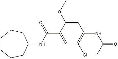 4-acetamido-5-chloro-N-cycloheptyl-2-methoxybenzamide Struktur