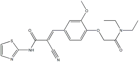 (E)-2-cyano-3-[4-[2-(diethylamino)-2-oxoethoxy]-3-methoxyphenyl]-N-(1,3-thiazol-2-yl)prop-2-enamide Struktur