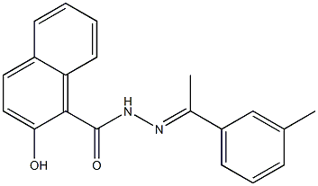 2-hydroxy-N-[(E)-1-(3-methylphenyl)ethylideneamino]naphthalene-1-carboxamide Struktur