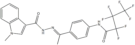 N-[(E)-1-[4-(2,2,3,3,4,4,4-heptafluorobutanoylamino)phenyl]ethylideneamino]-1-methylindole-3-carboxamide Struktur