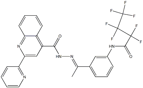 N-[(E)-1-[3-(2,2,3,3,4,4,4-heptafluorobutanoylamino)phenyl]ethylideneamino]-2-pyridin-2-ylquinoline-4-carboxamide Struktur