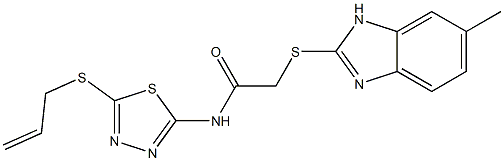 2-[(6-methyl-1H-benzimidazol-2-yl)sulfanyl]-N-(5-prop-2-enylsulfanyl-1,3,4-thiadiazol-2-yl)acetamide Struktur