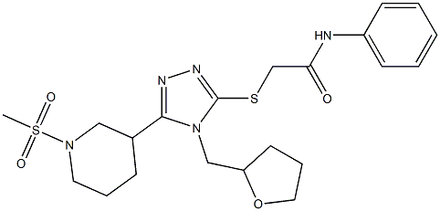 2-[[5-(1-methylsulfonylpiperidin-3-yl)-4-(oxolan-2-ylmethyl)-1,2,4-triazol-3-yl]sulfanyl]-N-phenylacetamide Struktur