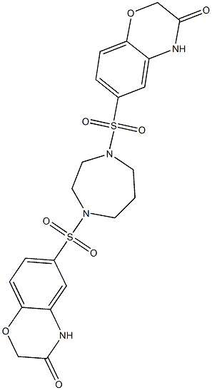 6-[[4-[(3-oxo-4H-1,4-benzoxazin-6-yl)sulfonyl]-1,4-diazepan-1-yl]sulfonyl]-4H-1,4-benzoxazin-3-one Struktur