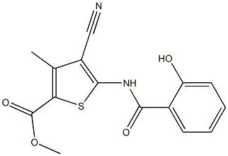 methyl 4-cyano-5-[(2-hydroxybenzoyl)amino]-3-methylthiophene-2-carboxylate Struktur