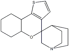 spiro[1-azabicyclo[2.2.2]octane-3,4'-5a,6,7,8,9,9a-hexahydrothieno[3,2-c]chromene] Struktur