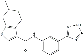 6-methyl-N-[3-(2H-tetrazol-5-yl)phenyl]-4,5,6,7-tetrahydro-1-benzothiophene-3-carboxamide Struktur