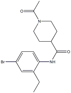 1-acetyl-N-(4-bromo-2-ethylphenyl)piperidine-4-carboxamide Struktur