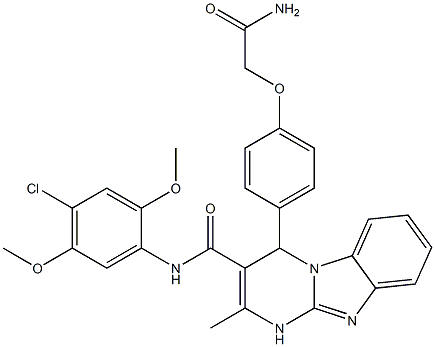 4-[4-(2-amino-2-oxoethoxy)phenyl]-N-(4-chloro-2,5-dimethoxyphenyl)-2-methyl-1,4-dihydropyrimido[1,2-a]benzimidazole-3-carboxamide Struktur