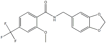 N-(1,3-benzodioxol-5-ylmethyl)-2-methoxy-4-(trifluoromethyl)benzamide Struktur