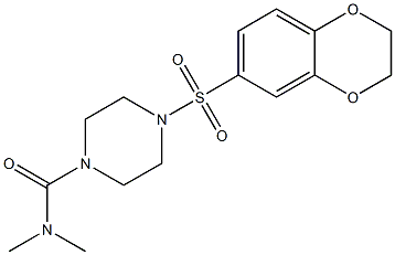 4-(2,3-dihydro-1,4-benzodioxin-6-ylsulfonyl)-N,N-dimethylpiperazine-1-carboxamide Struktur