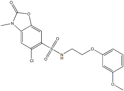 5-chloro-N-[2-(3-methoxyphenoxy)ethyl]-3-methyl-2-oxo-1,3-benzoxazole-6-sulfonamide Struktur