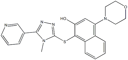 1-[(4-methyl-5-pyridin-3-yl-1,2,4-triazol-3-yl)sulfanyl]-4-morpholin-4-ylnaphthalen-2-ol Struktur