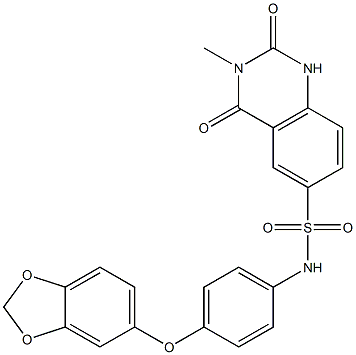 N-[4-(1,3-benzodioxol-5-yloxy)phenyl]-3-methyl-2,4-dioxo-1H-quinazoline-6-sulfonamide Struktur