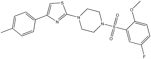 2-[4-(5-fluoro-2-methoxyphenyl)sulfonylpiperazin-1-yl]-4-(4-methylphenyl)-1,3-thiazole Struktur