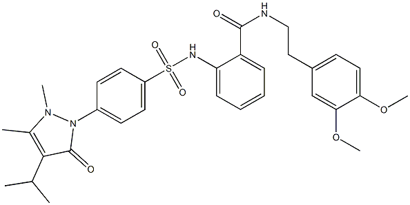 N-[2-(3,4-dimethoxyphenyl)ethyl]-2-[[4-(2,3-dimethyl-5-oxo-4-propan-2-ylpyrazol-1-yl)phenyl]sulfonylamino]benzamide Struktur