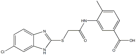 3-[[2-[(6-chloro-1H-benzimidazol-2-yl)sulfanyl]acetyl]amino]-4-methylbenzoic acid Struktur