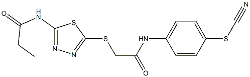 [4-[[2-[[5-(propanoylamino)-1,3,4-thiadiazol-2-yl]sulfanyl]acetyl]amino]phenyl] thiocyanate Struktur