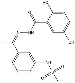 2,5-dihydroxy-N-[(Z)-1-[3-(methanesulfonamido)phenyl]ethylideneamino]benzamide Struktur