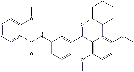 N-[3-(7,10-dimethoxy-2,3,4,4a,6,10b-hexahydro-1H-benzo[c]chromen-6-yl)phenyl]-2-methoxy-3-methylbenzamide Struktur