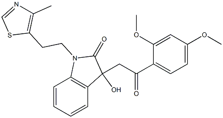 3-[2-(2,4-dimethoxyphenyl)-2-oxoethyl]-3-hydroxy-1-[2-(4-methyl-1,3-thiazol-5-yl)ethyl]indol-2-one Struktur