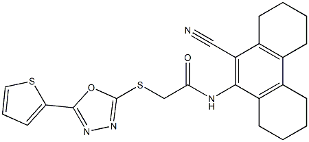 N-(10-cyano-1,2,3,4,5,6,7,8-octahydrophenanthren-9-yl)-2-[(5-thiophen-2-yl-1,3,4-oxadiazol-2-yl)sulfanyl]acetamide Struktur