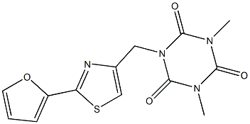 1-[[2-(furan-2-yl)-1,3-thiazol-4-yl]methyl]-3,5-dimethyl-1,3,5-triazinane-2,4,6-trione Struktur