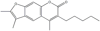 2,3,5-trimethyl-6-pentylfuro[3,2-g]chromen-7-one Struktur