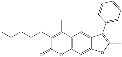 2,5-dimethyl-6-pentyl-3-phenylfuro[3,2-g]chromen-7-one Struktur