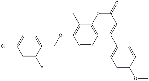 7-[(4-chloro-2-fluorophenyl)methoxy]-4-(4-methoxyphenyl)-8-methylchromen-2-one Struktur