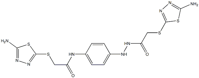 2-[(5-amino-1,3,4-thiadiazol-2-yl)sulfanyl]-N-[4-[2-[2-[(5-amino-1,3,4-thiadiazol-2-yl)sulfanyl]acetyl]hydrazinyl]phenyl]acetamide Struktur