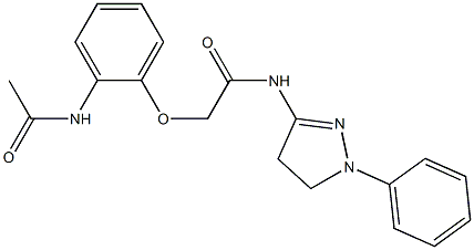 2-(2-acetamidophenoxy)-N-(2-phenyl-3,4-dihydropyrazol-5-yl)acetamide Struktur