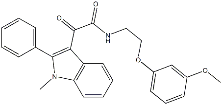 N-[2-(3-methoxyphenoxy)ethyl]-2-(1-methyl-2-phenylindol-3-yl)-2-oxoacetamide Struktur