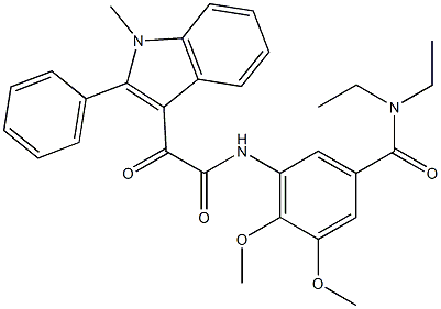 N,N-diethyl-3,4-dimethoxy-5-[[2-(1-methyl-2-phenylindol-3-yl)-2-oxoacetyl]amino]benzamide Struktur