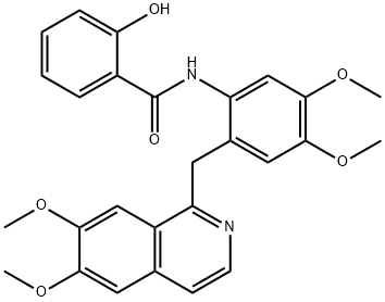 N-[2-[(6,7-dimethoxyisoquinolin-1-yl)methyl]-4,5-dimethoxyphenyl]-2-hydroxybenzamide Struktur