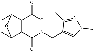 2-[(1,3-dimethylpyrazol-4-yl)methylcarbamoyl]-7-oxabicyclo[2.2.1]heptane-3-carboxylic acid Struktur