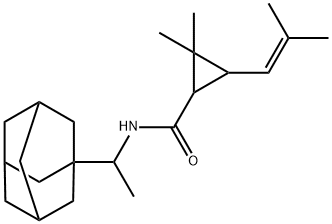 N-[1-(1-adamantyl)ethyl]-2,2-dimethyl-3-(2-methylprop-1-enyl)cyclopropane-1-carboxamide Struktur